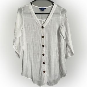 APT.9 Women/Girls White Button Down LongSleeve Shirt